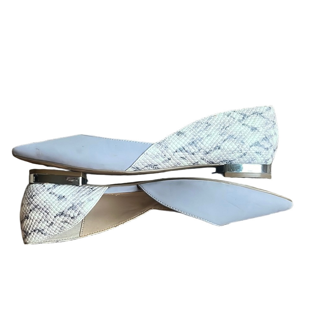 WHBM Christine Plains Snakeskin Lavender Pointed Toe Flats Size 9